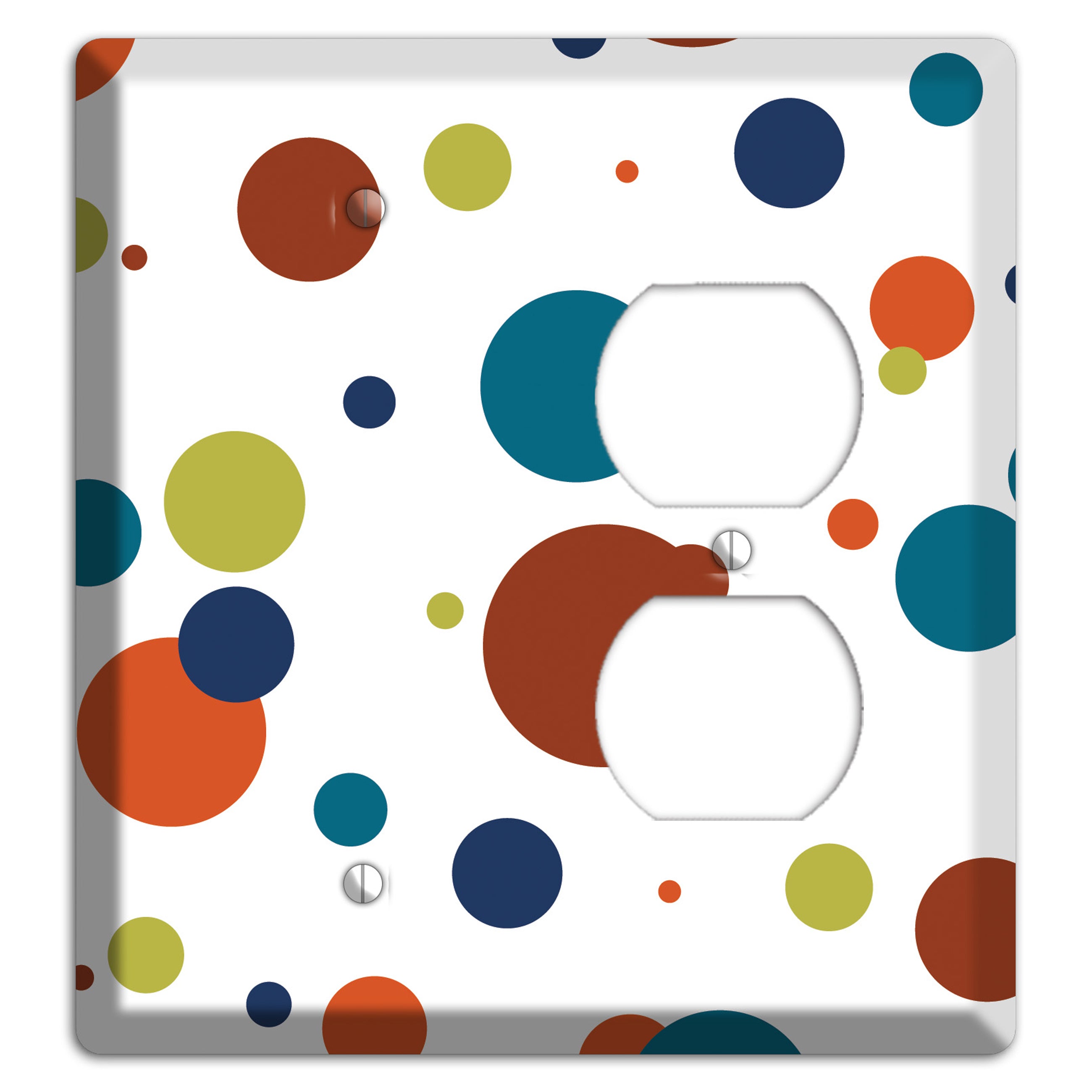White with Multi Color Medium Dots Blank / Duplex Wallplate