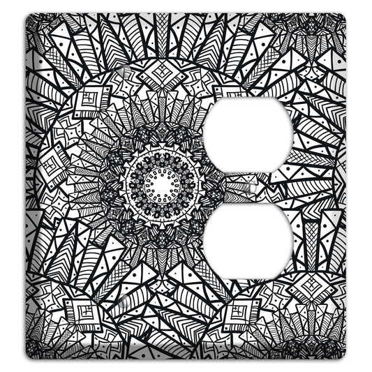 Mandala Black and White Style X Cover Plates Blank / Duplex Wallplate