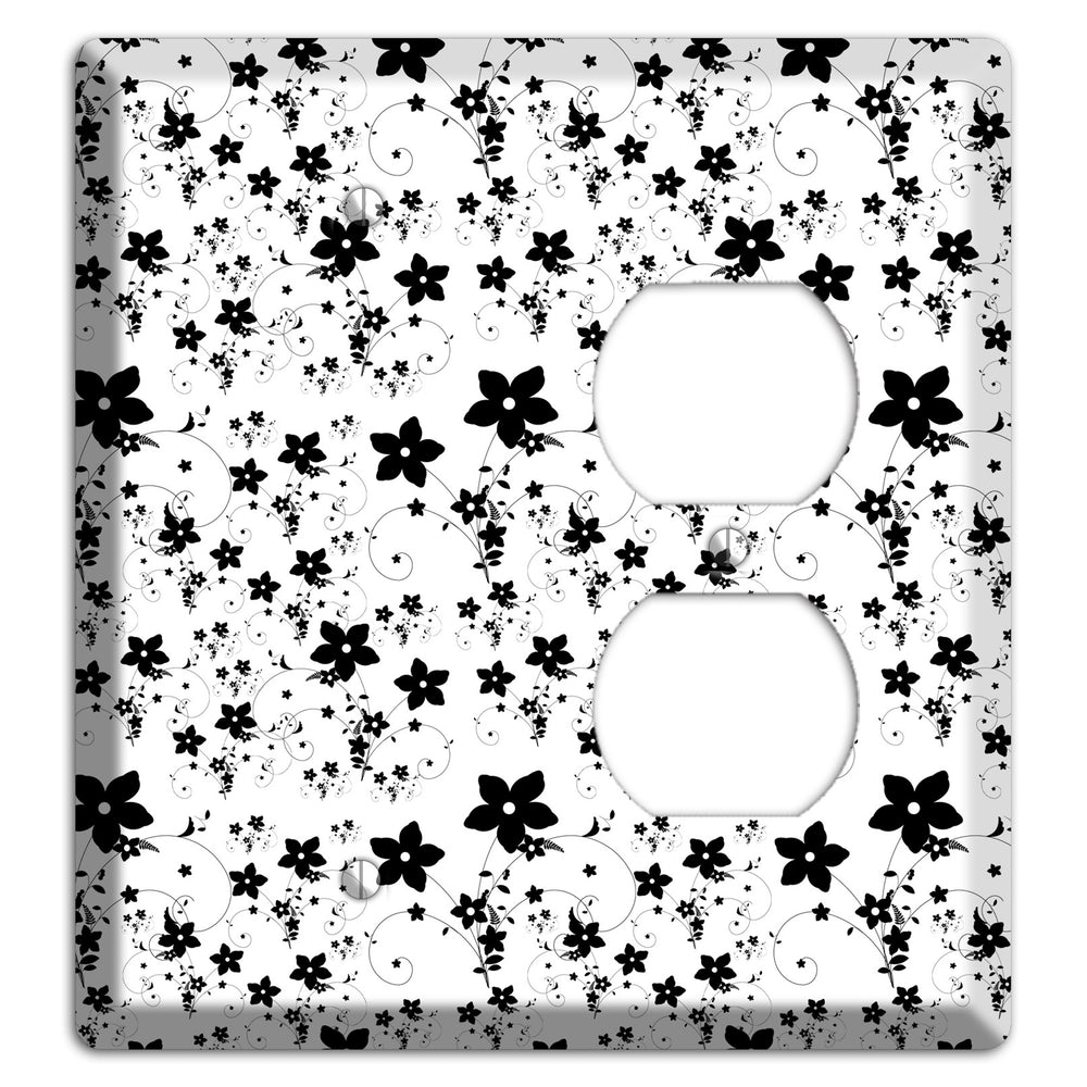Black and White Flowers Blank / Duplex Wallplate
