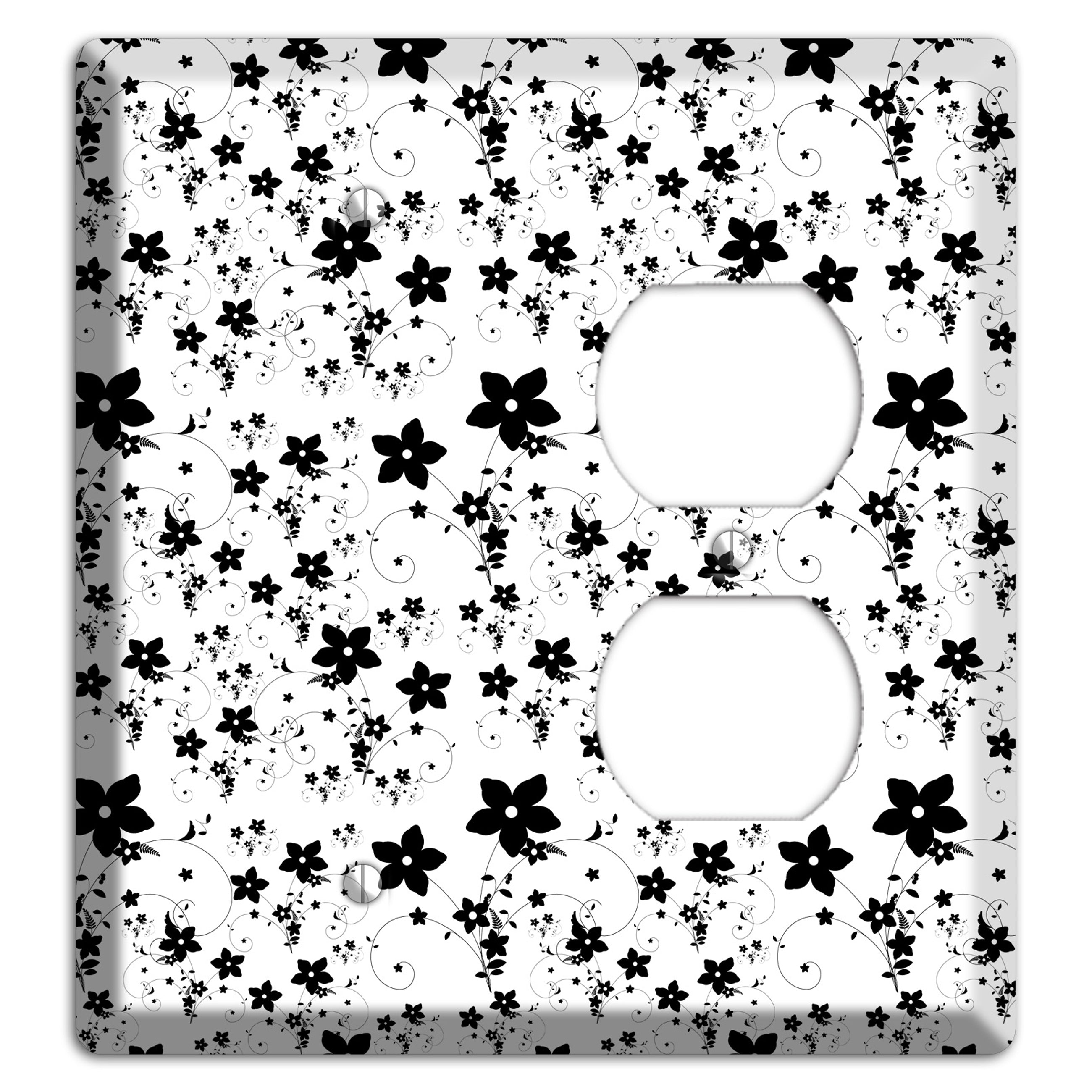 Black and White Flowers Blank / Duplex Wallplate