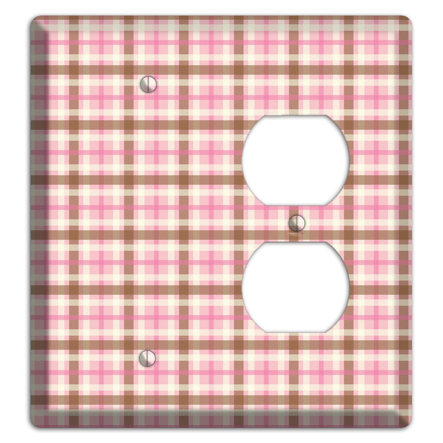 Pink and Brown Plaid Blank / Duplex Wallplate