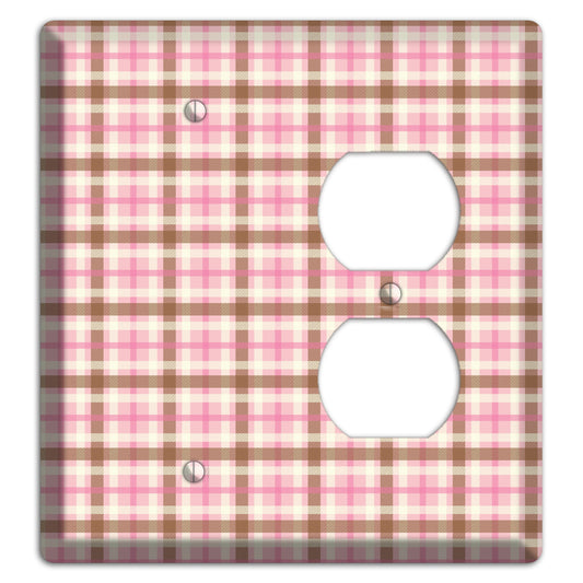 Pink and Brown Plaid Blank / Duplex Wallplate