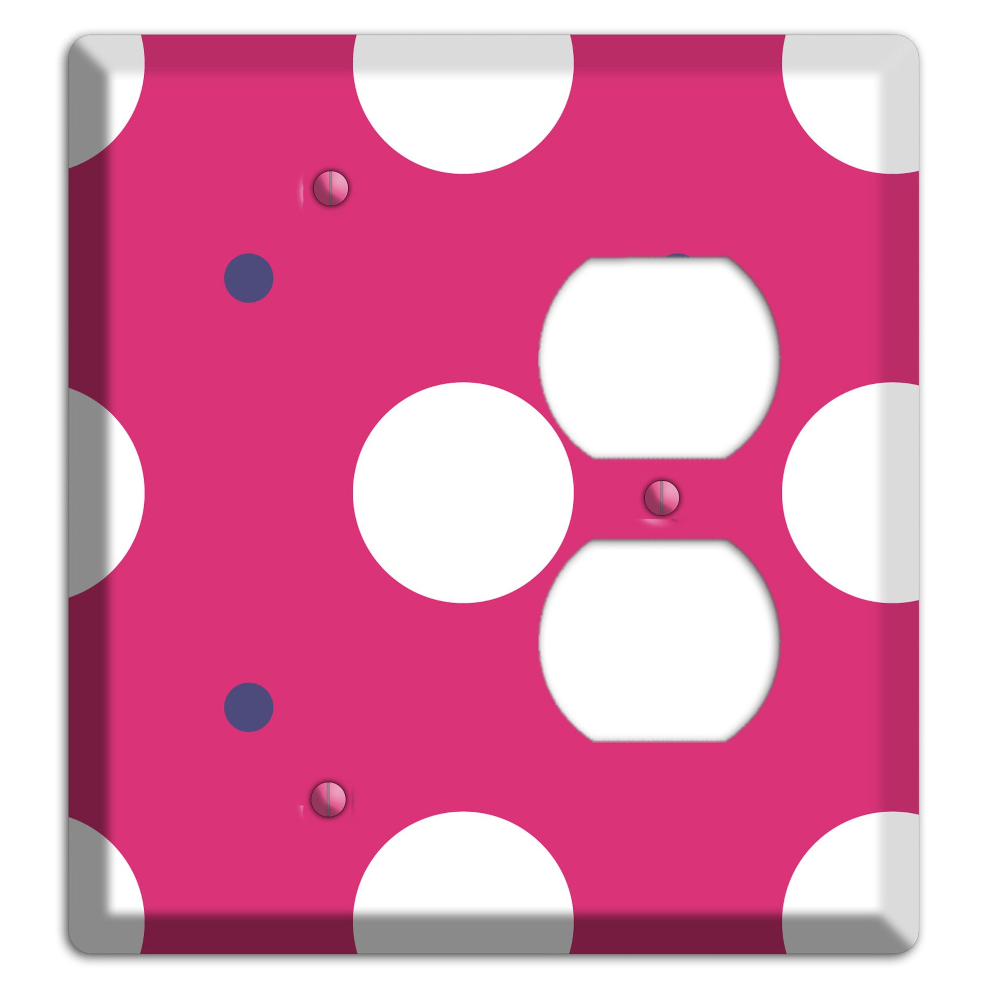 Fuschia with White and Purple Multi Tiled Medium Dots Blank / Duplex Wallplate