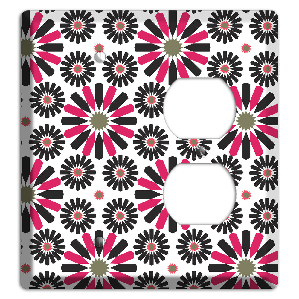 Red and Brown Scandinavian Floral Blank / Duplex Wallplate