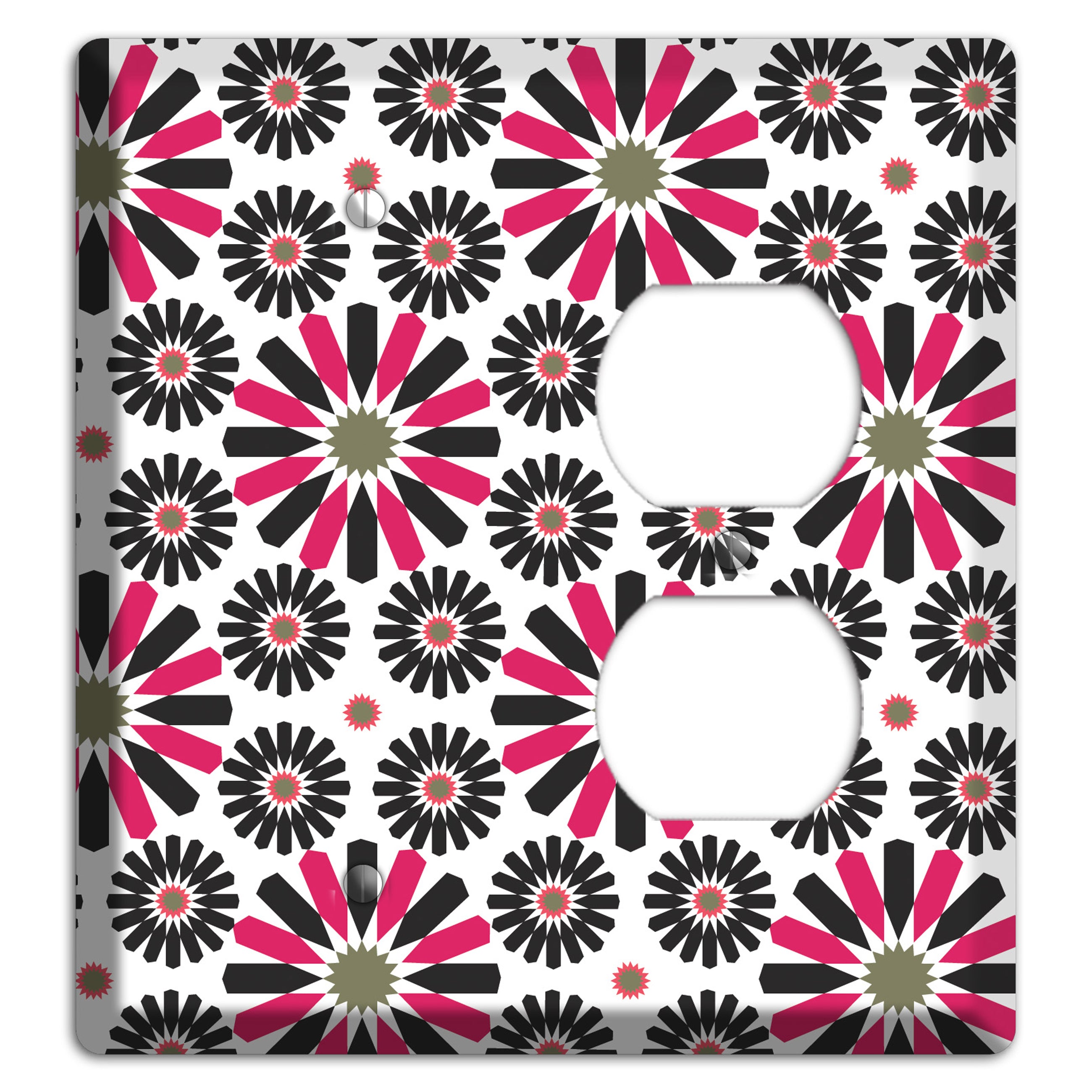 Red and Brown Scandinavian Floral Blank / Duplex Wallplate