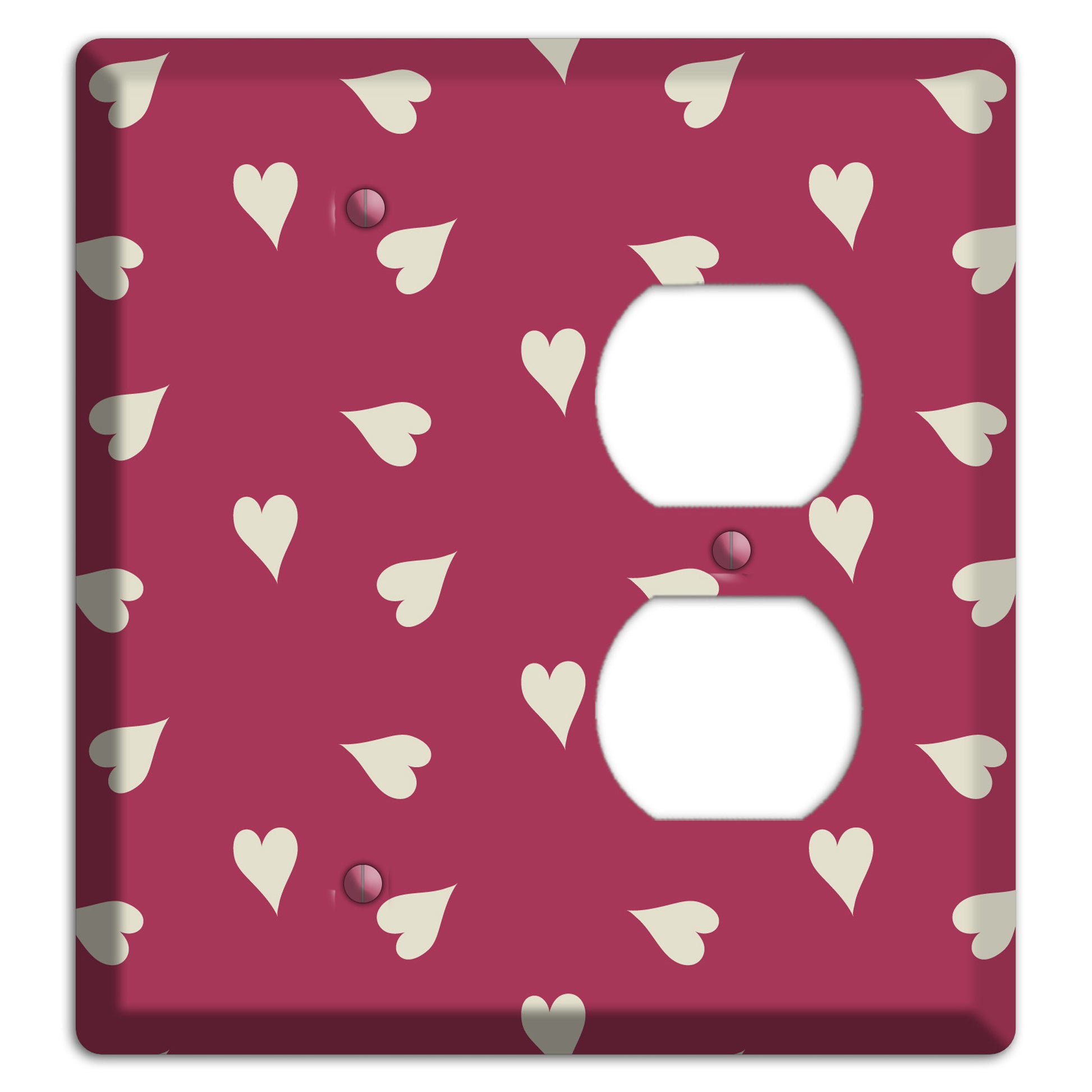 Fuschia with White Hearts Blank / Duplex Wallplate