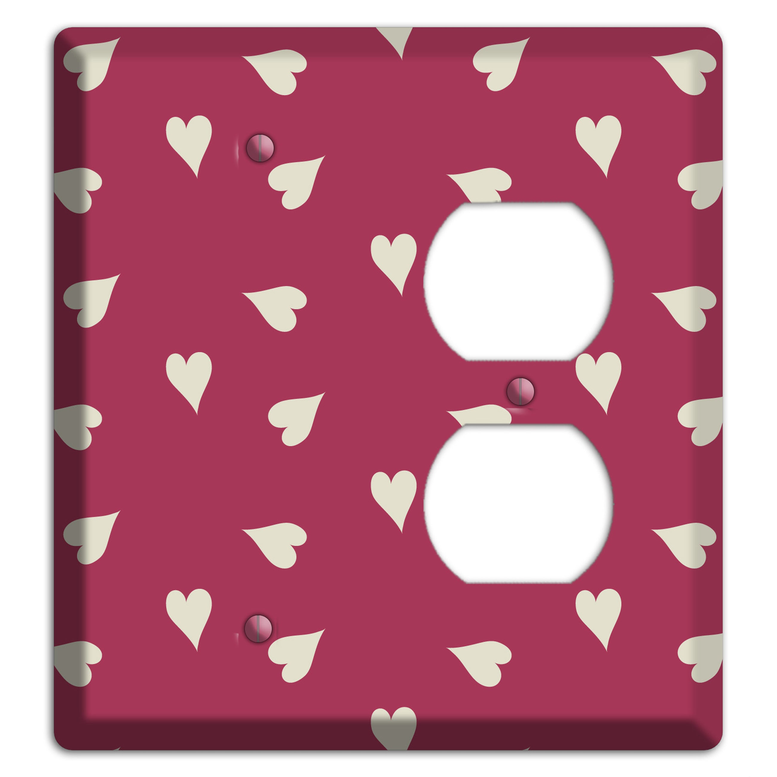Fuschia with White Hearts Blank / Duplex Wallplate