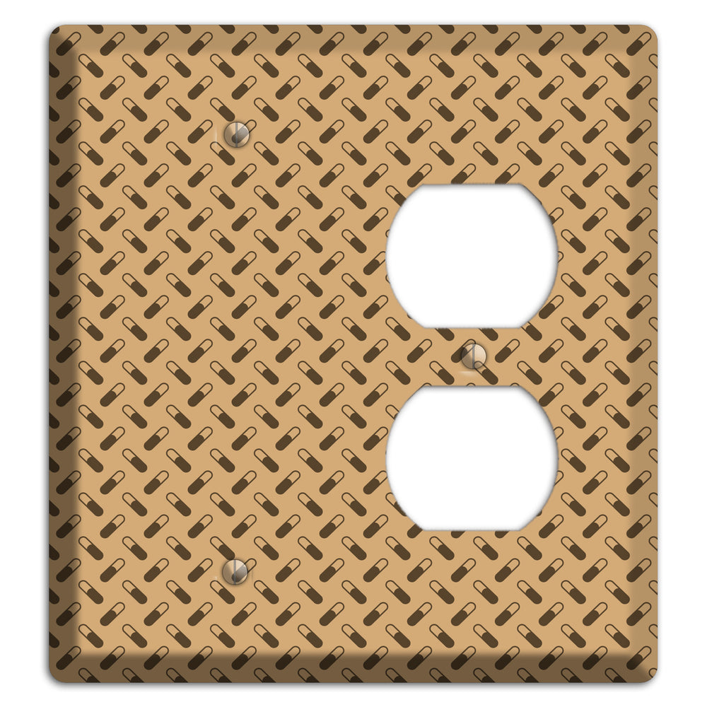 Beige with Brown Motif Blank / Duplex Wallplate