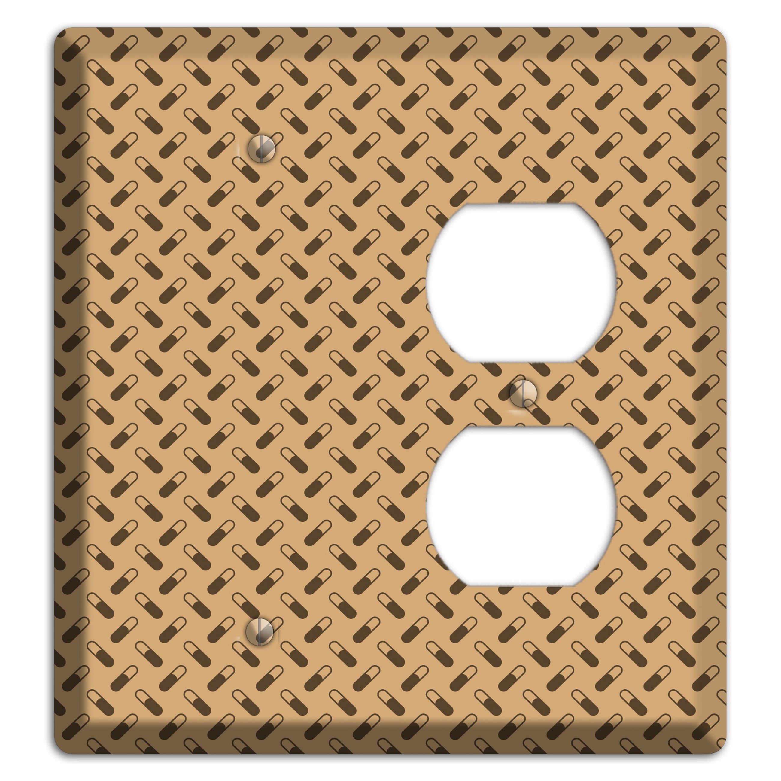 Beige with Brown Motif Blank / Duplex Wallplate
