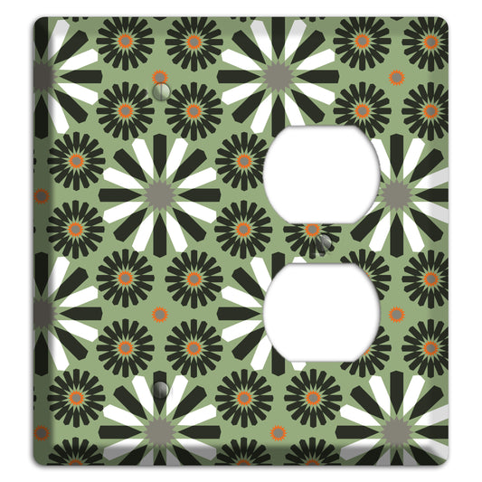 Olive with Scandinavian Floral Blank / Duplex Wallplate
