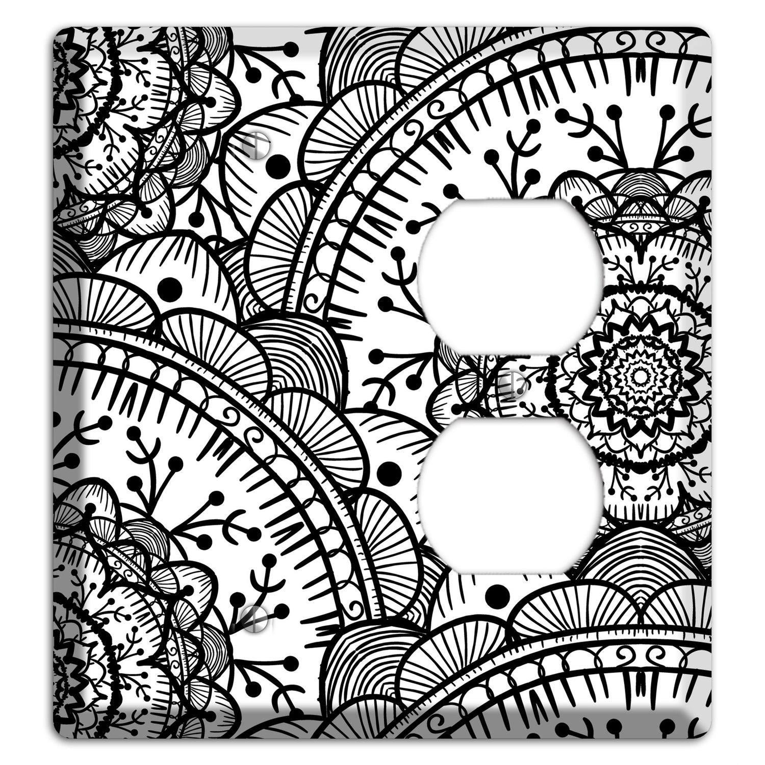 Mandala Black and White Style Q Cover Plates Blank / Duplex Wallplate
