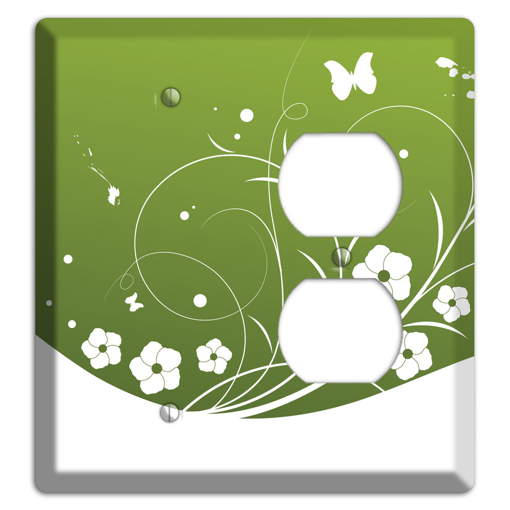 Green Floral Sprig Blank / Duplex Wallplate