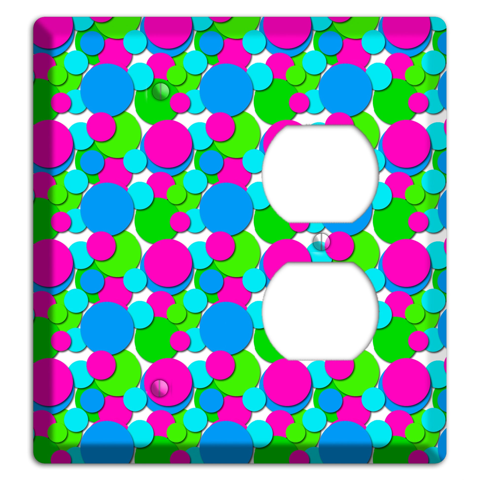 Fuschia Lime Blue Bubble Dots Blank / Duplex Wallplate
