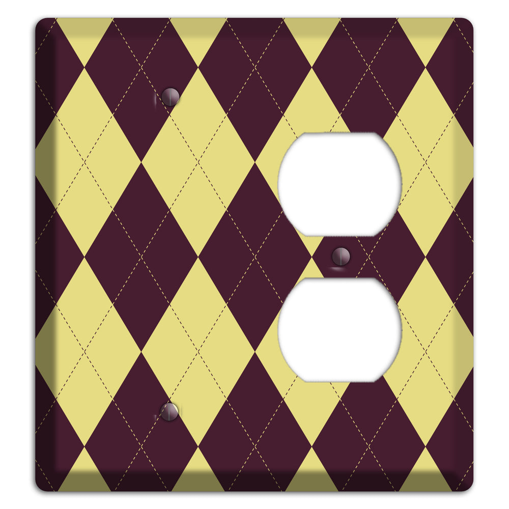 Yellow and Dark Maroon Argyle Blank / Duplex Wallplate