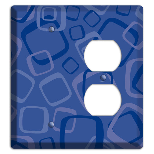 Multi Blue Random Retro Squares Blank / Duplex Wallplate