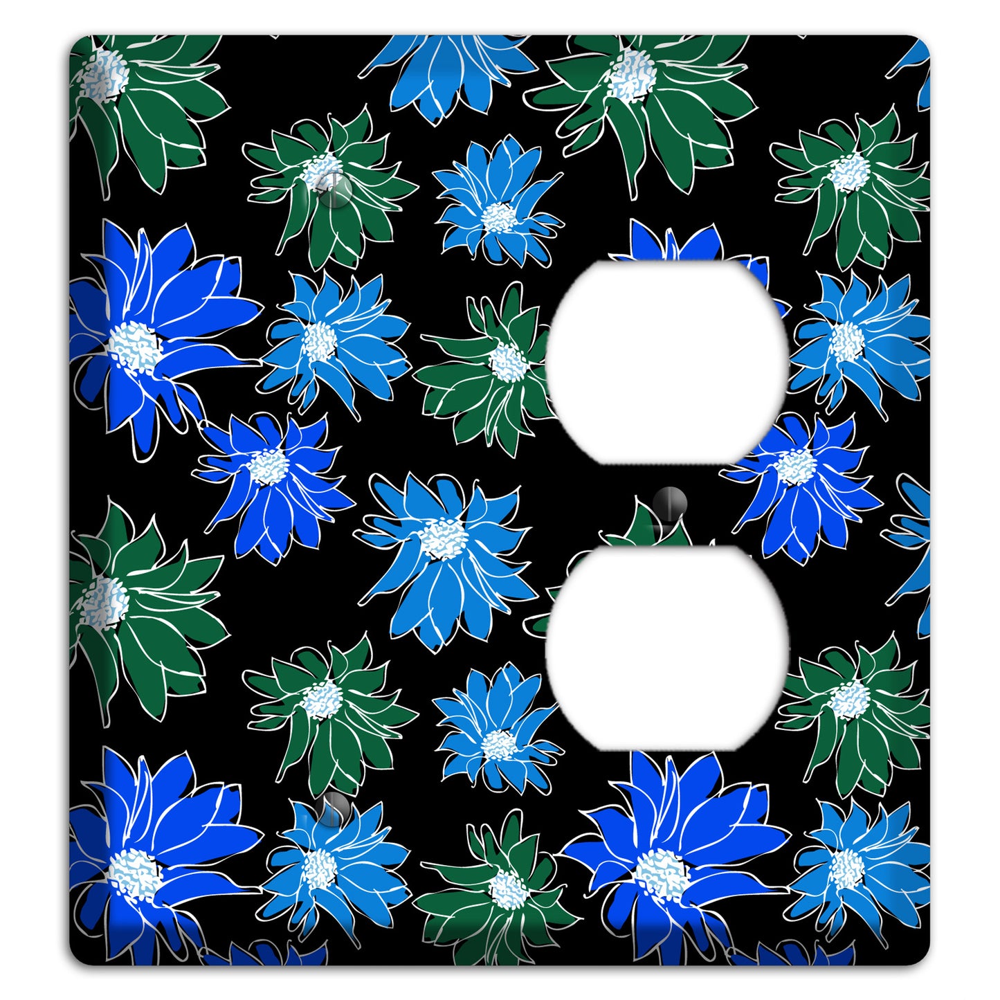 Blue and Green Flowers Blank / Duplex Wallplate