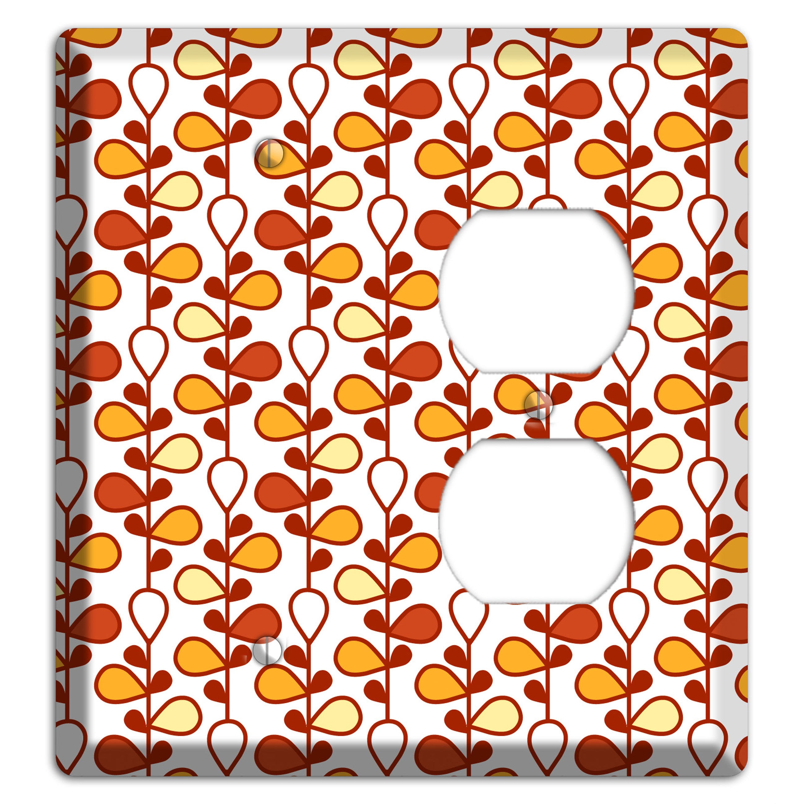 White with Red and Orange Drop and Vine Blank / Duplex Wallplate