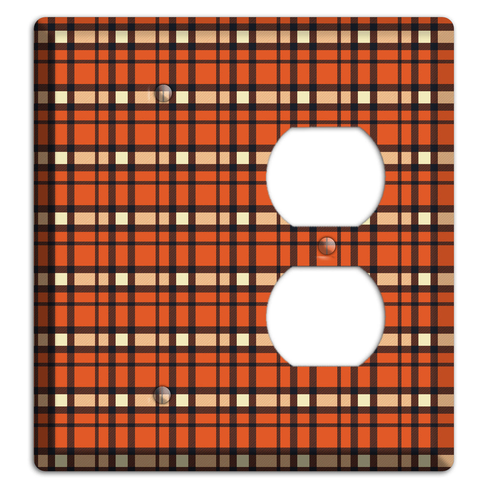 Orange Plaid Blank / Duplex Wallplate