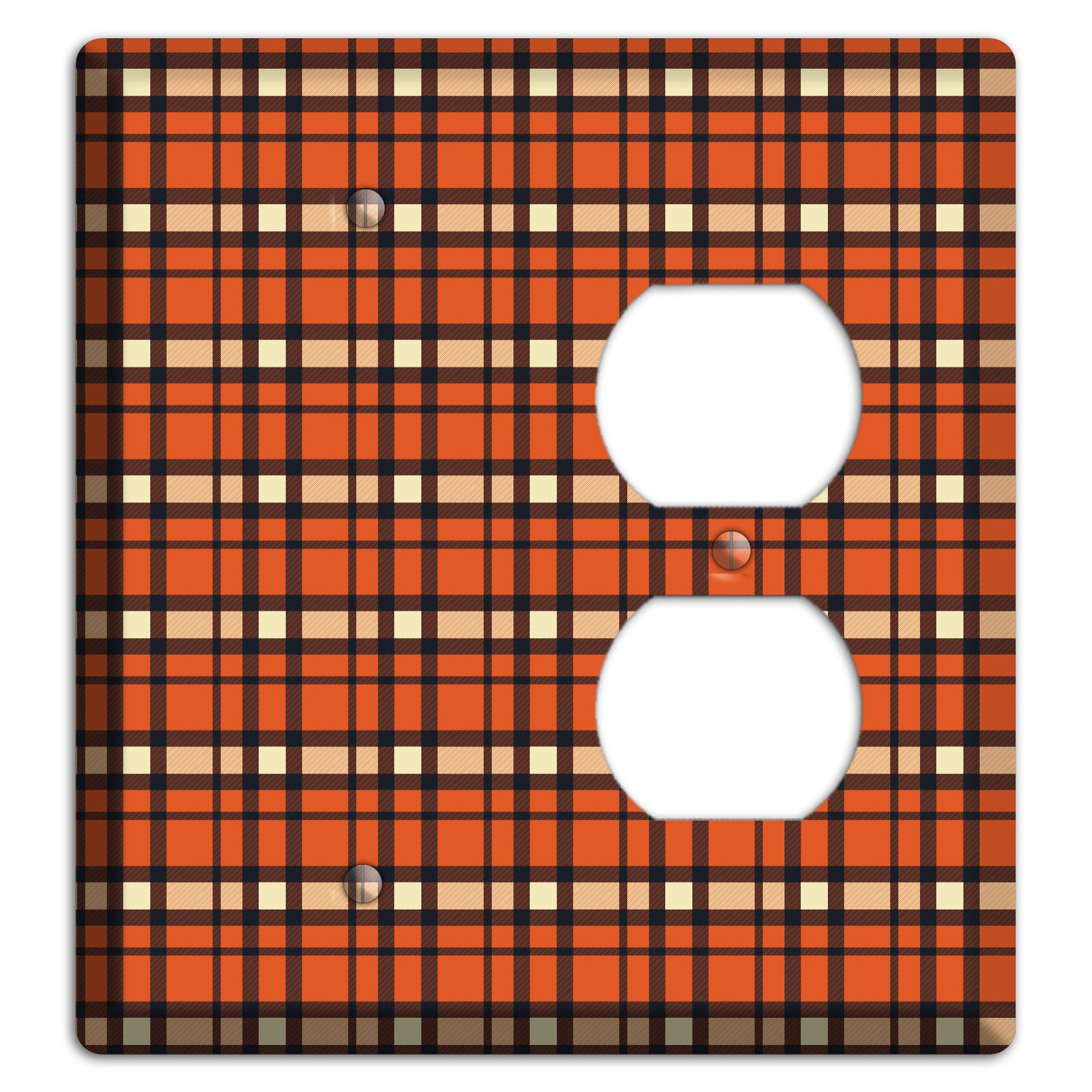 Orange Plaid Blank / Duplex Wallplate