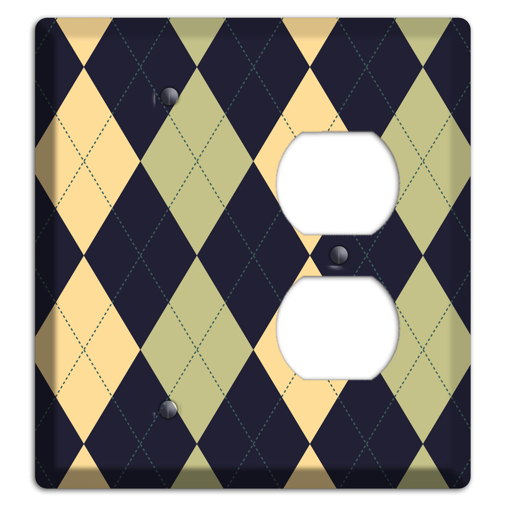 Yellow and Tan Argyle Blank / Duplex Wallplate