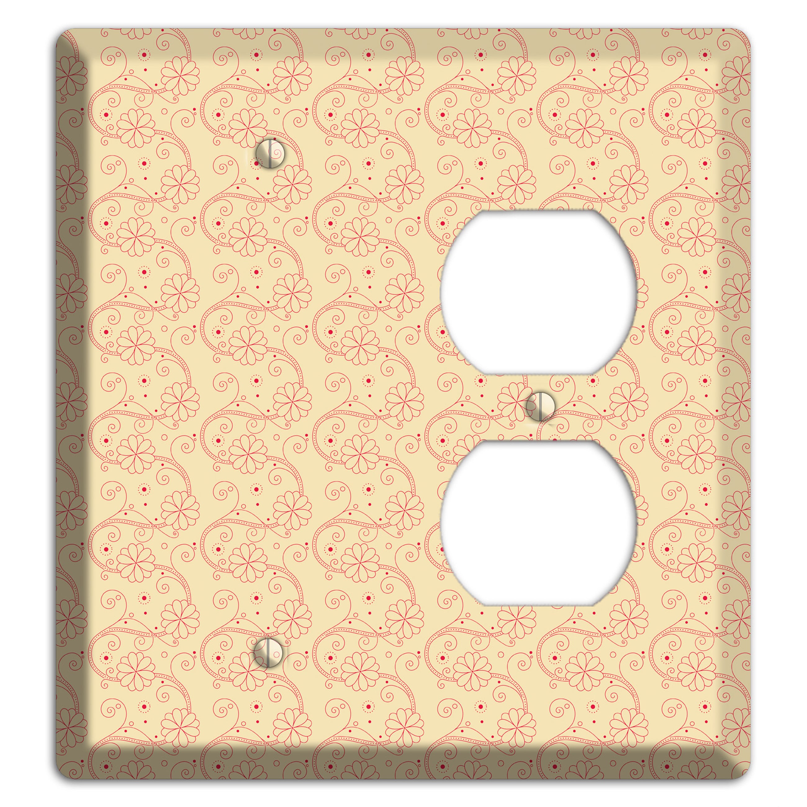 Tiny Off White Floral Swirl Blank / Duplex Wallplate