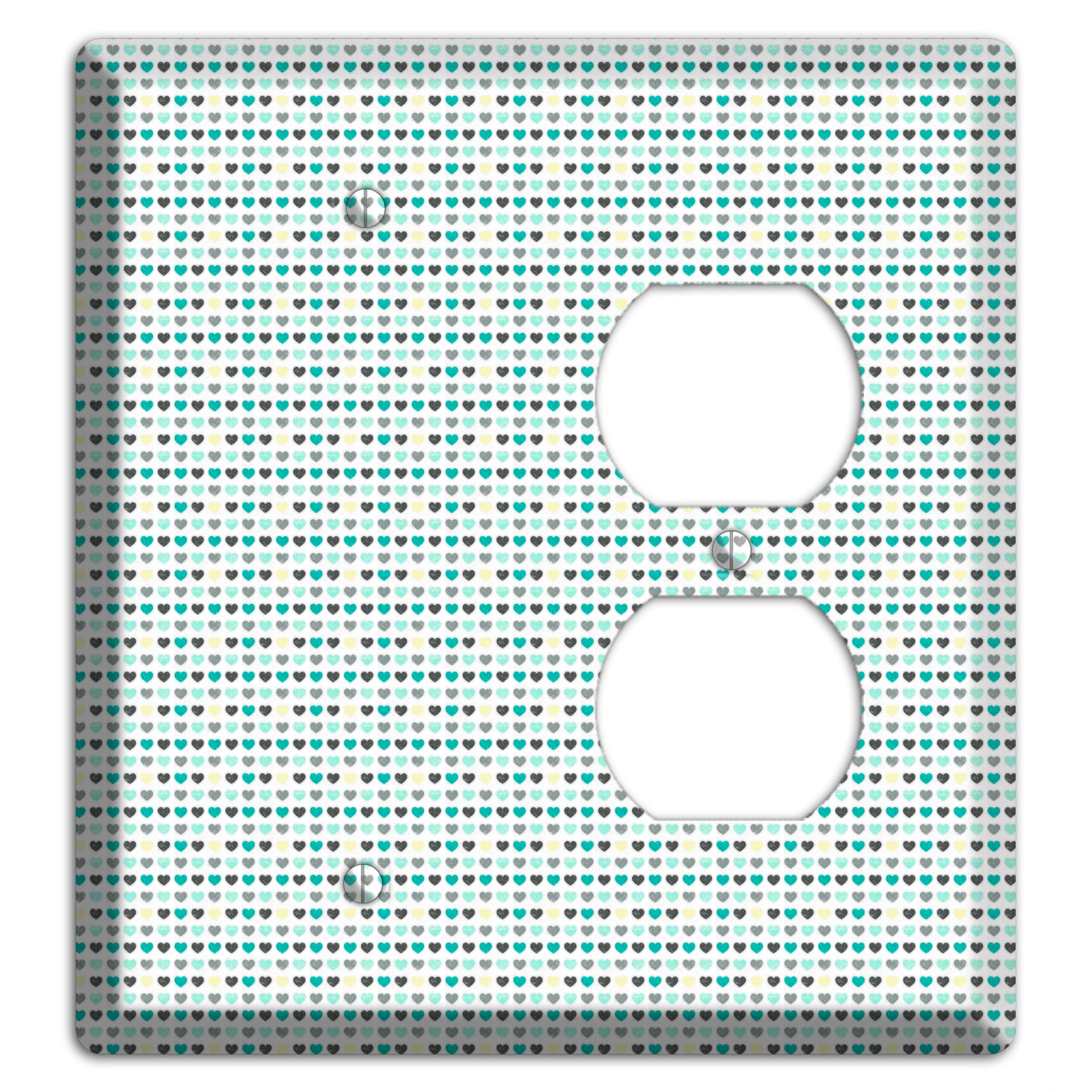 Multi Teal Grey Yellow Optical Hearts Blank / Duplex Wallplate