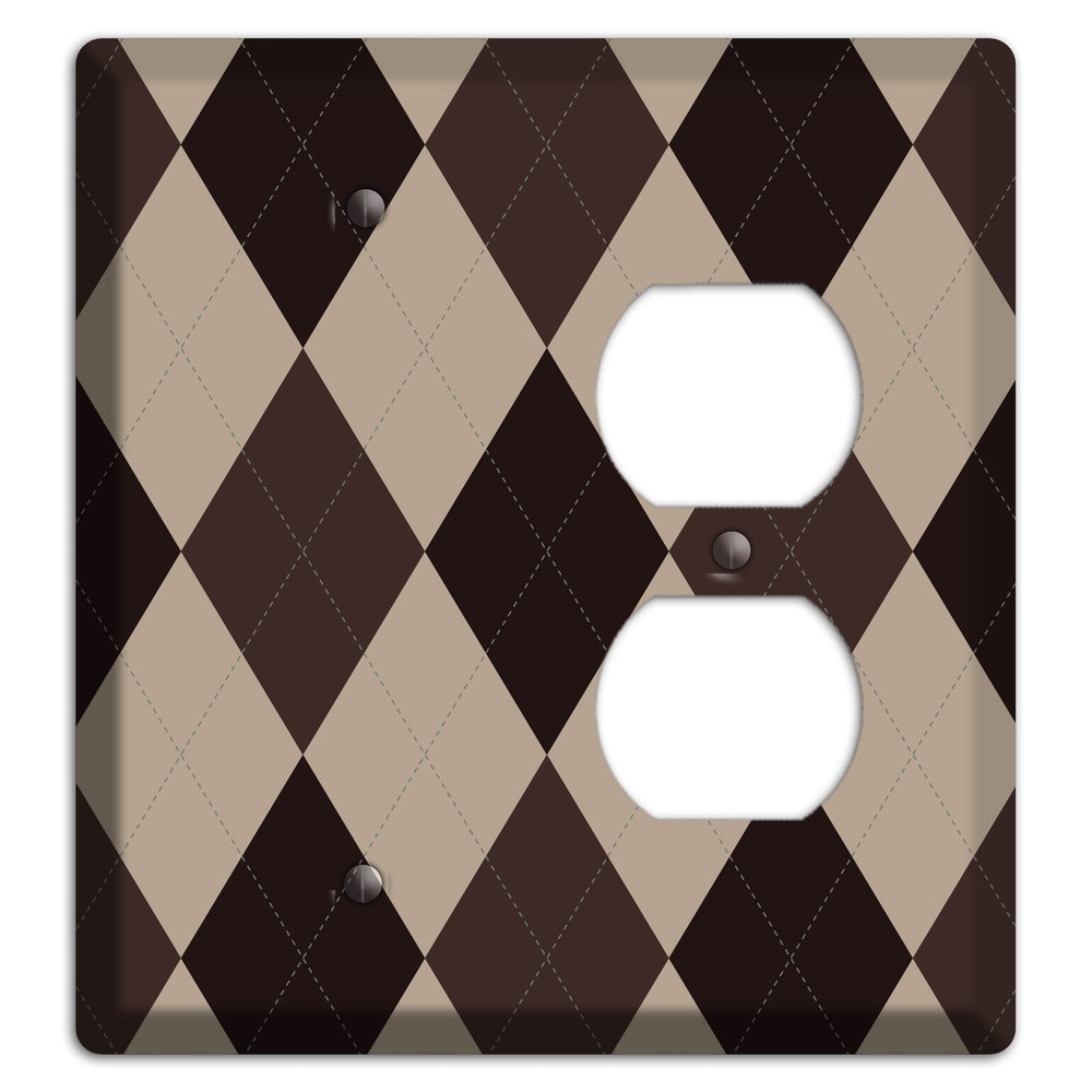 Brown and Beige Argyle Blank / Duplex Wallplate
