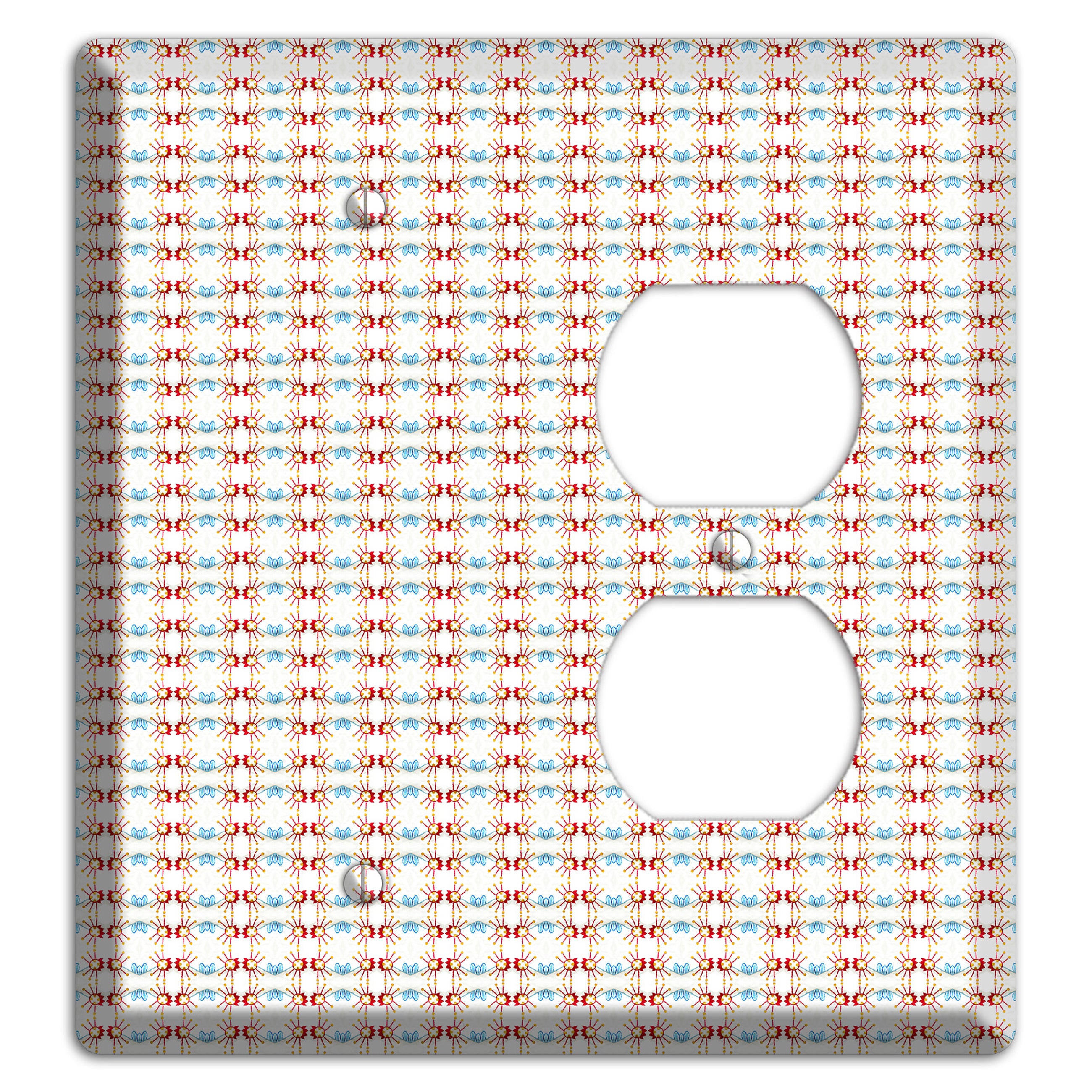 Off White with Red Blue Retro Tapestry Blank / Duplex Wallplate