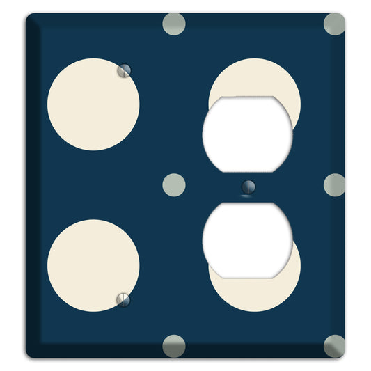 Navy with Off White and Blue Multi Medium Polka Dots Blank / Duplex Wallplate