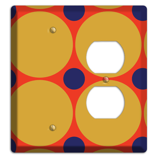 Red with Mustard and Blue Multi Tiled Large Dots Blank / Duplex Wallplate