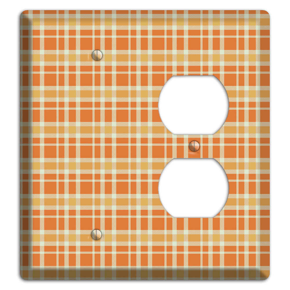 Orange and Beige Plaid Blank / Duplex Wallplate