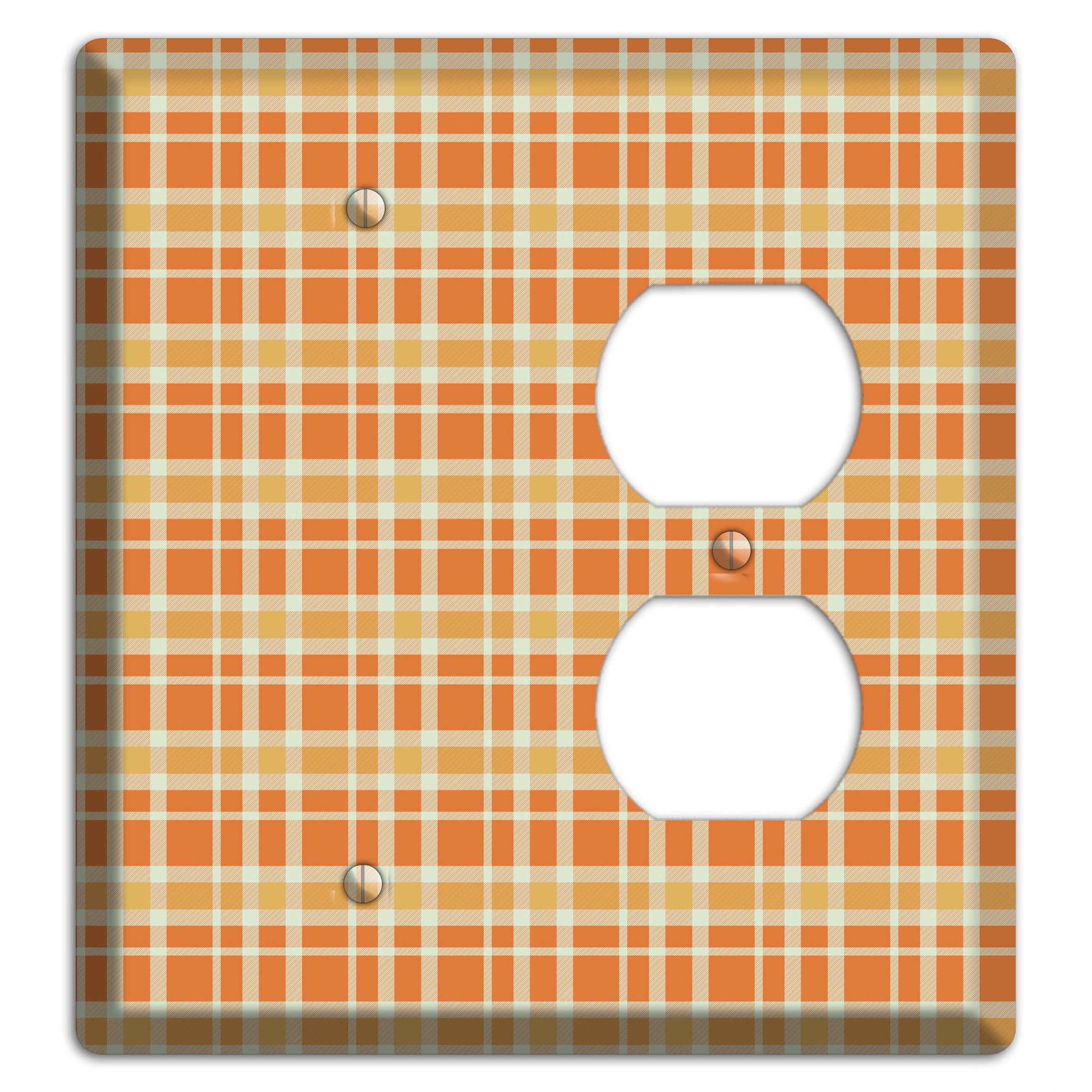 Orange and Beige Plaid Blank / Duplex Wallplate