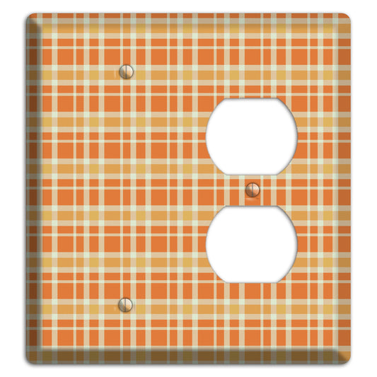 Orange and Beige Plaid Blank / Duplex Wallplate
