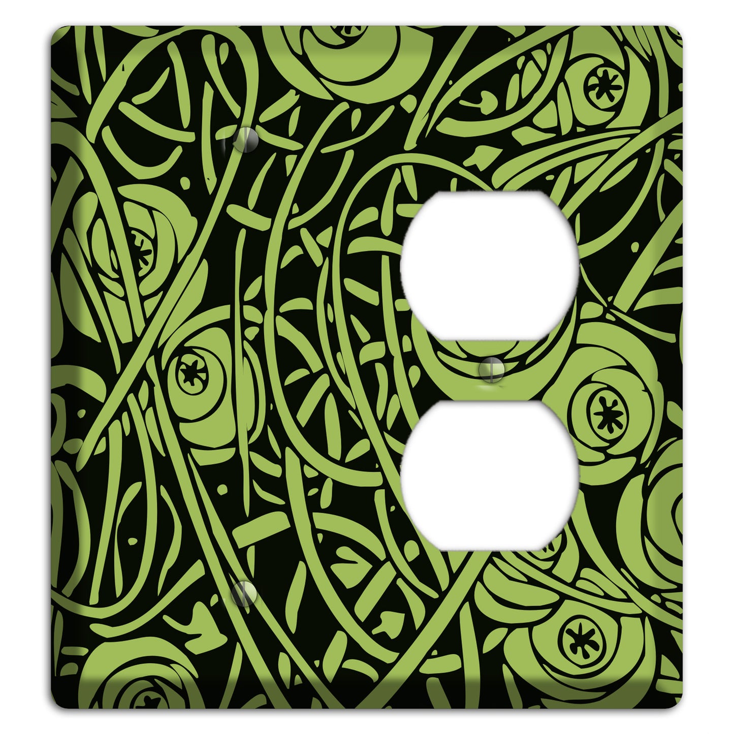 Green Deco Floral Blank / Duplex Wallplate