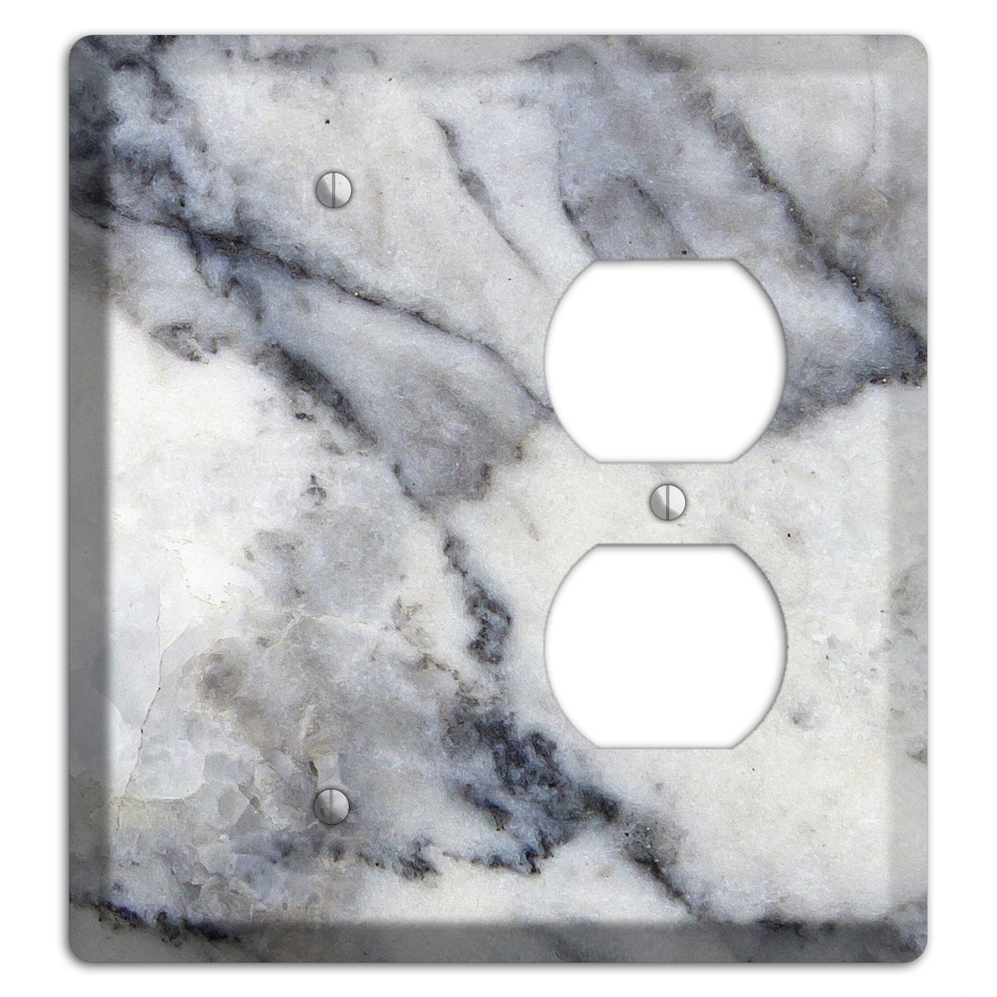White and Grey Marble Blank / Duplex Wallplate
