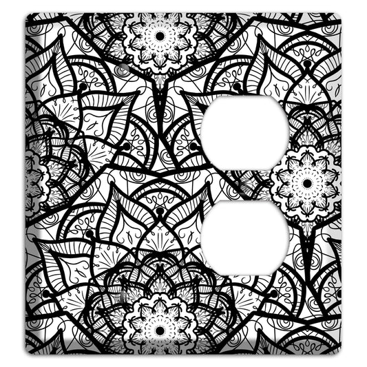 Mandala Black and White Style U Cover Plates Blank / Duplex Wallplate