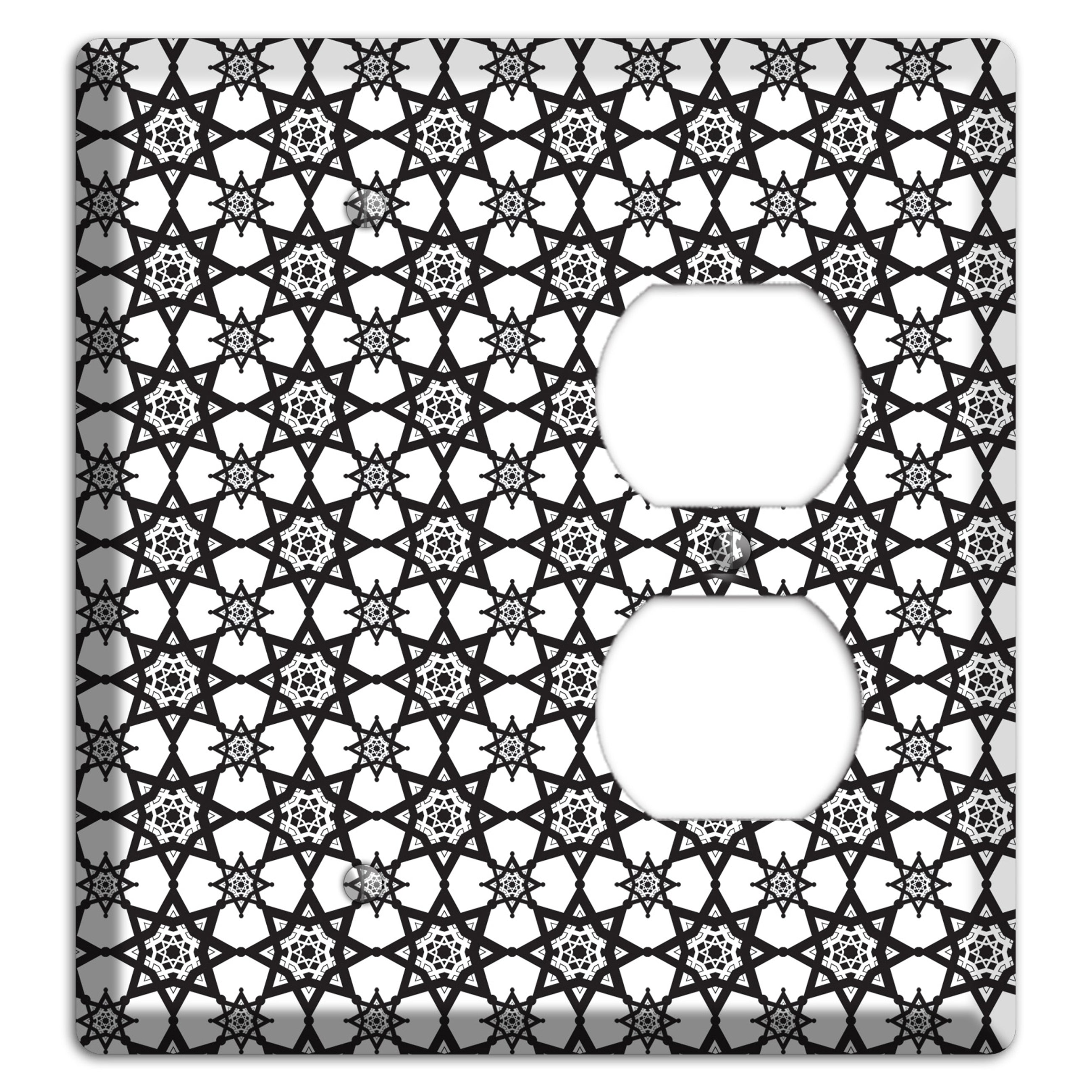 White and Black Arabesque Blank / Duplex Wallplate
