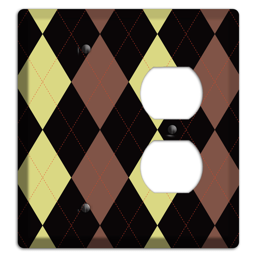 Yellow and Brown Argyle Blank / Duplex Wallplate