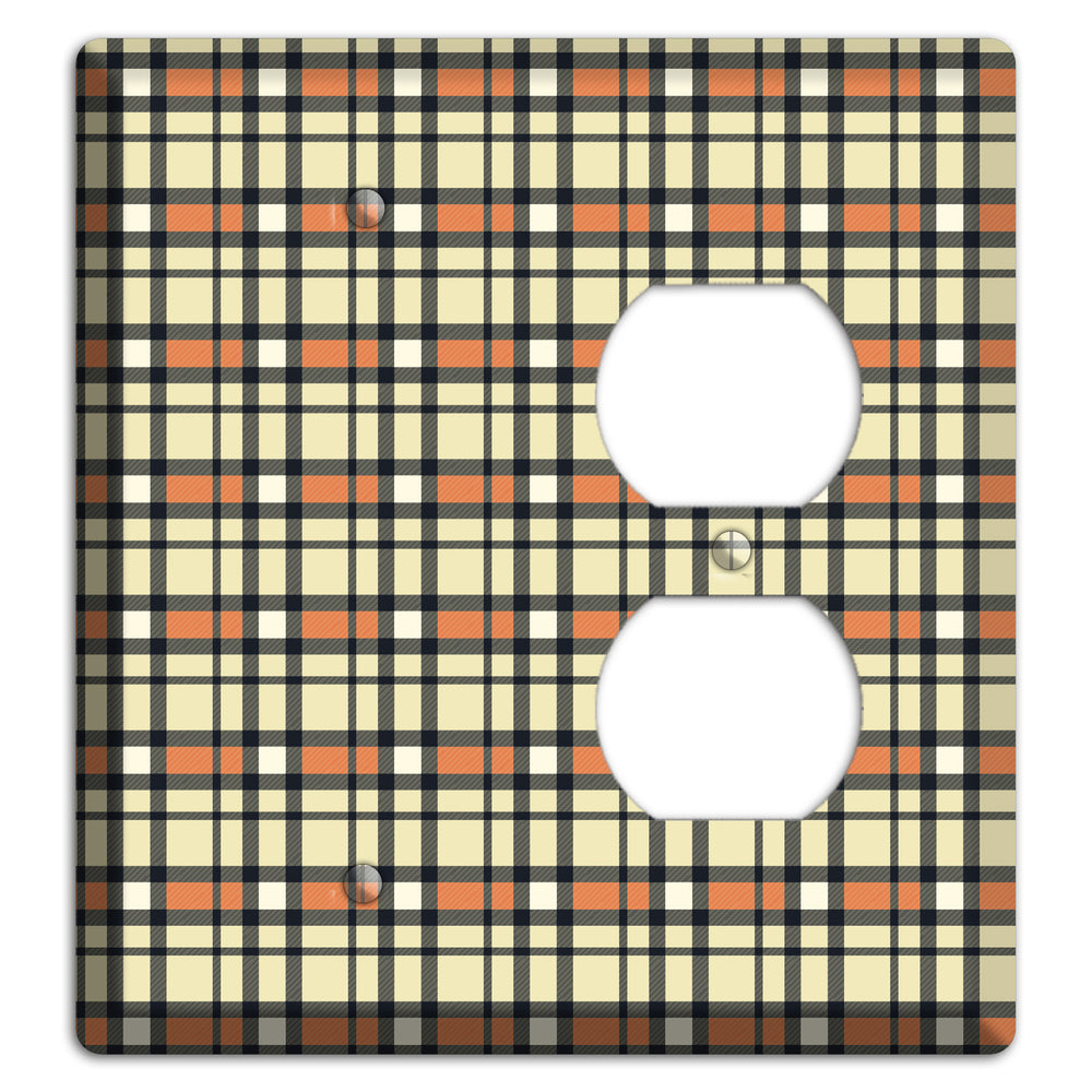 Beige and Brown Plaid Blank / Duplex Wallplate