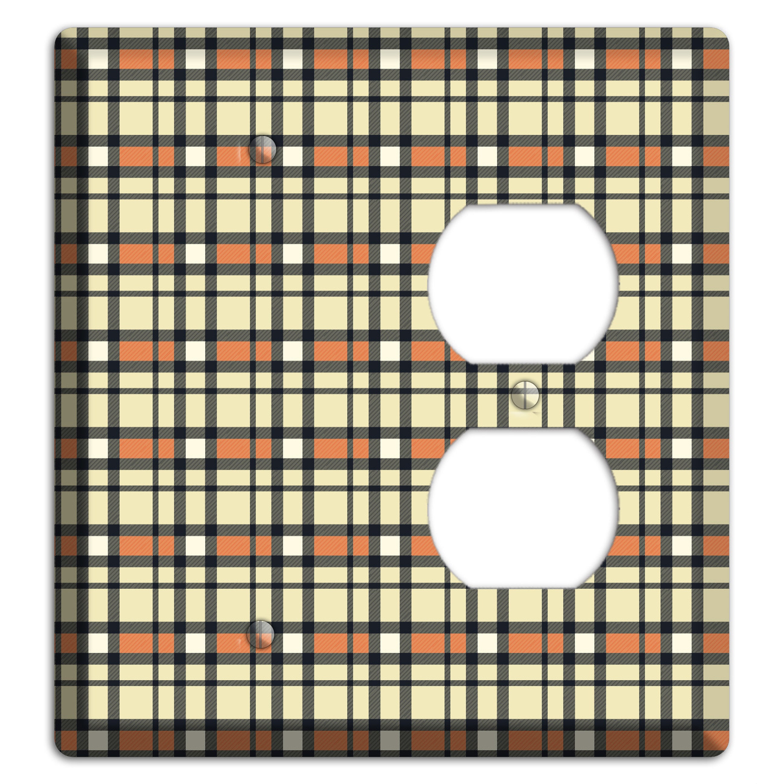 Beige and Brown Plaid Blank / Duplex Wallplate