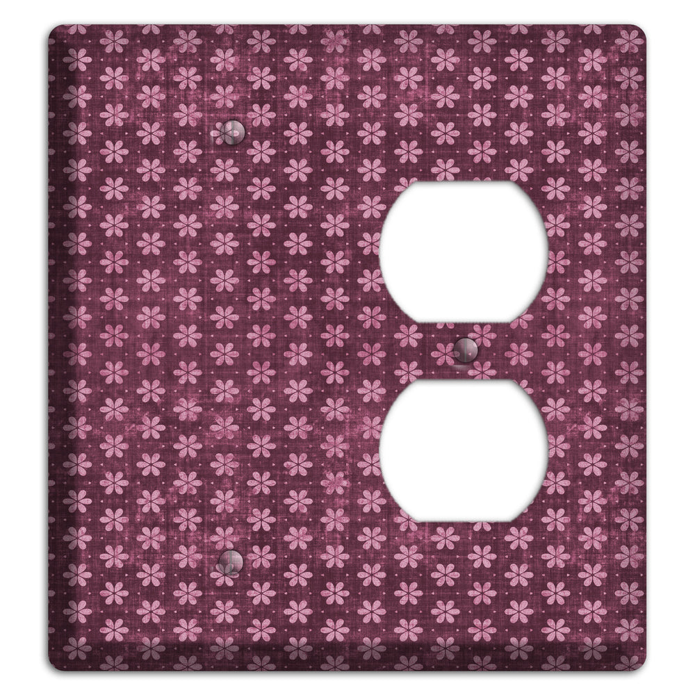 Burgundy Grunge Floral Contour Blank / Duplex Wallplate