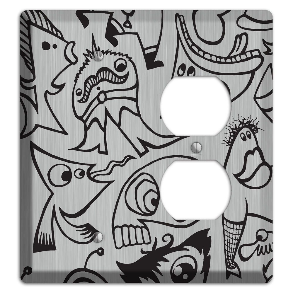 Whimsical Faces 2 Stainless Steel Blank / Duplex Wallplate