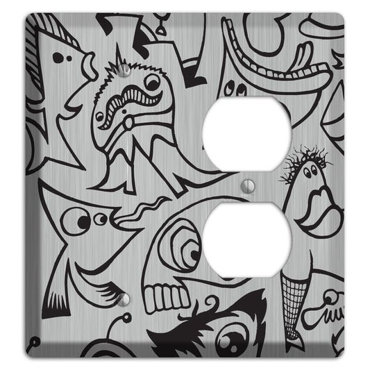 Whimsical Faces 2  Stainless Blank / Duplex Wallplate