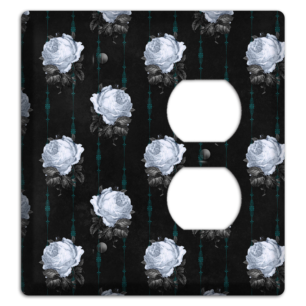 Dramatic Floral Black Blank / Duplex Wallplate