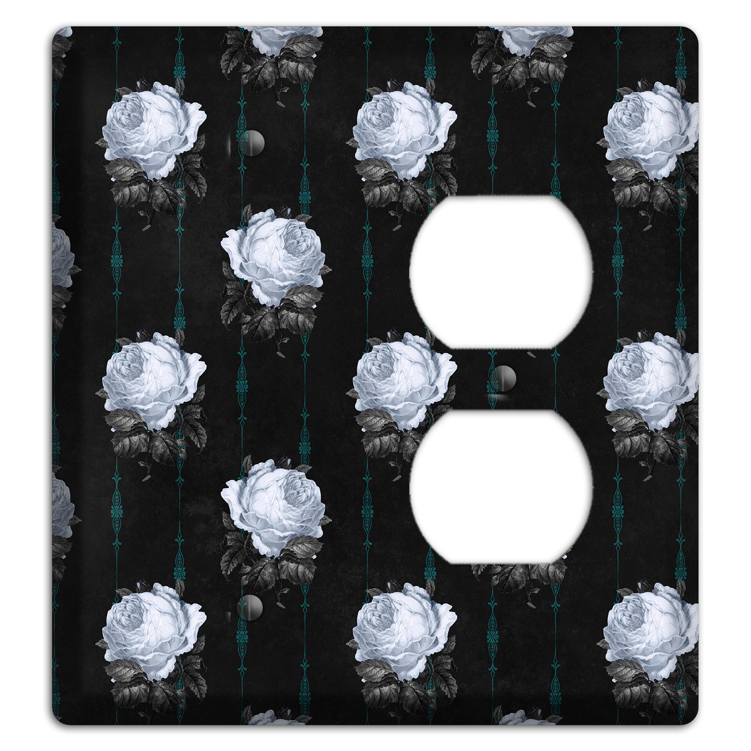 Dramatic Floral Black Blank / Duplex Wallplate