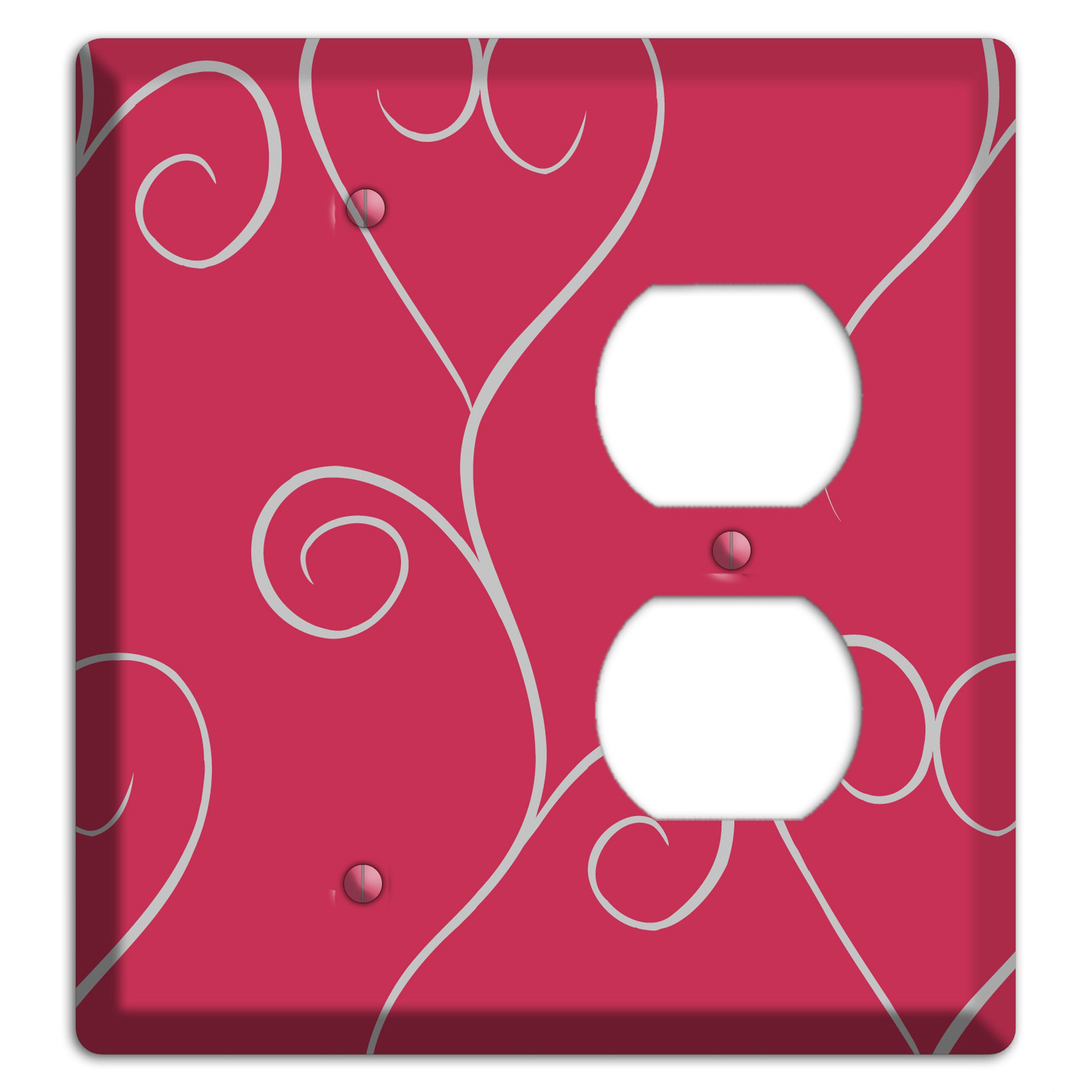 Fuschia Scroll Heart Blank / Duplex Wallplate