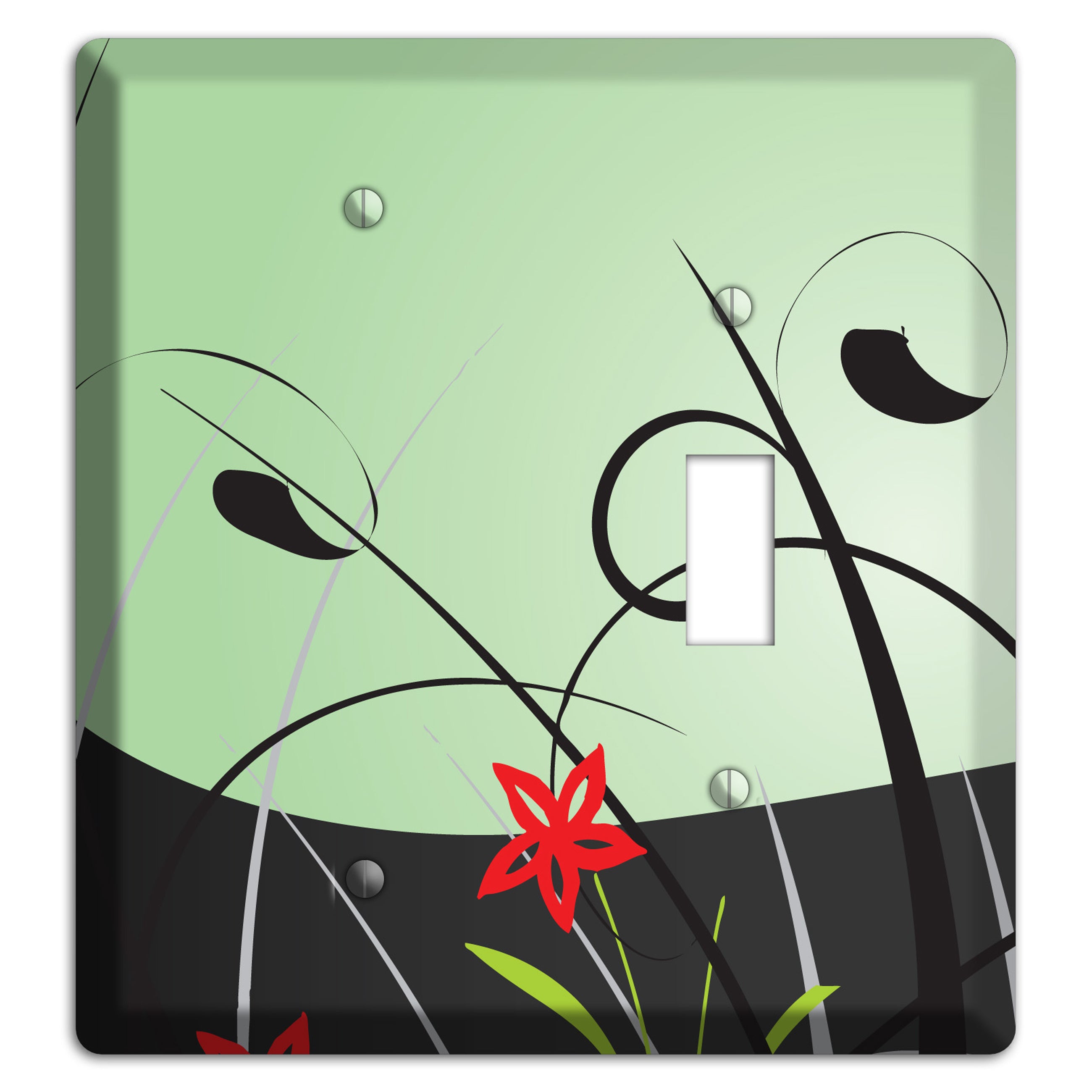 Mint Green Floral Sprig Blank / Toggle Wallplate