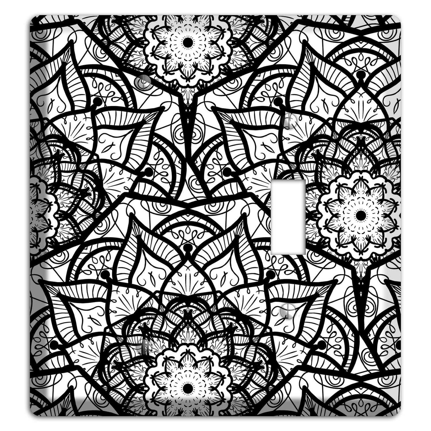 Mandala Black and White Style U Cover Plates Blank / Toggle Wallplate