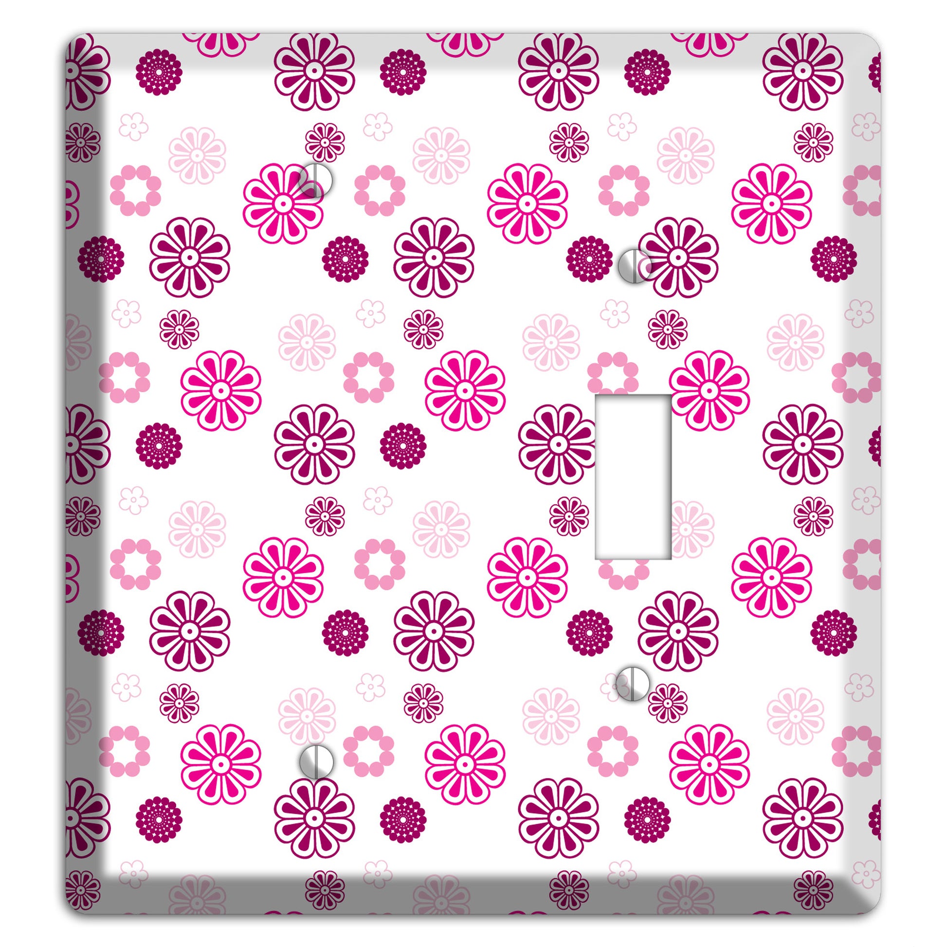 Maroon and Pink Retro Floral Blank / Toggle Wallplate
