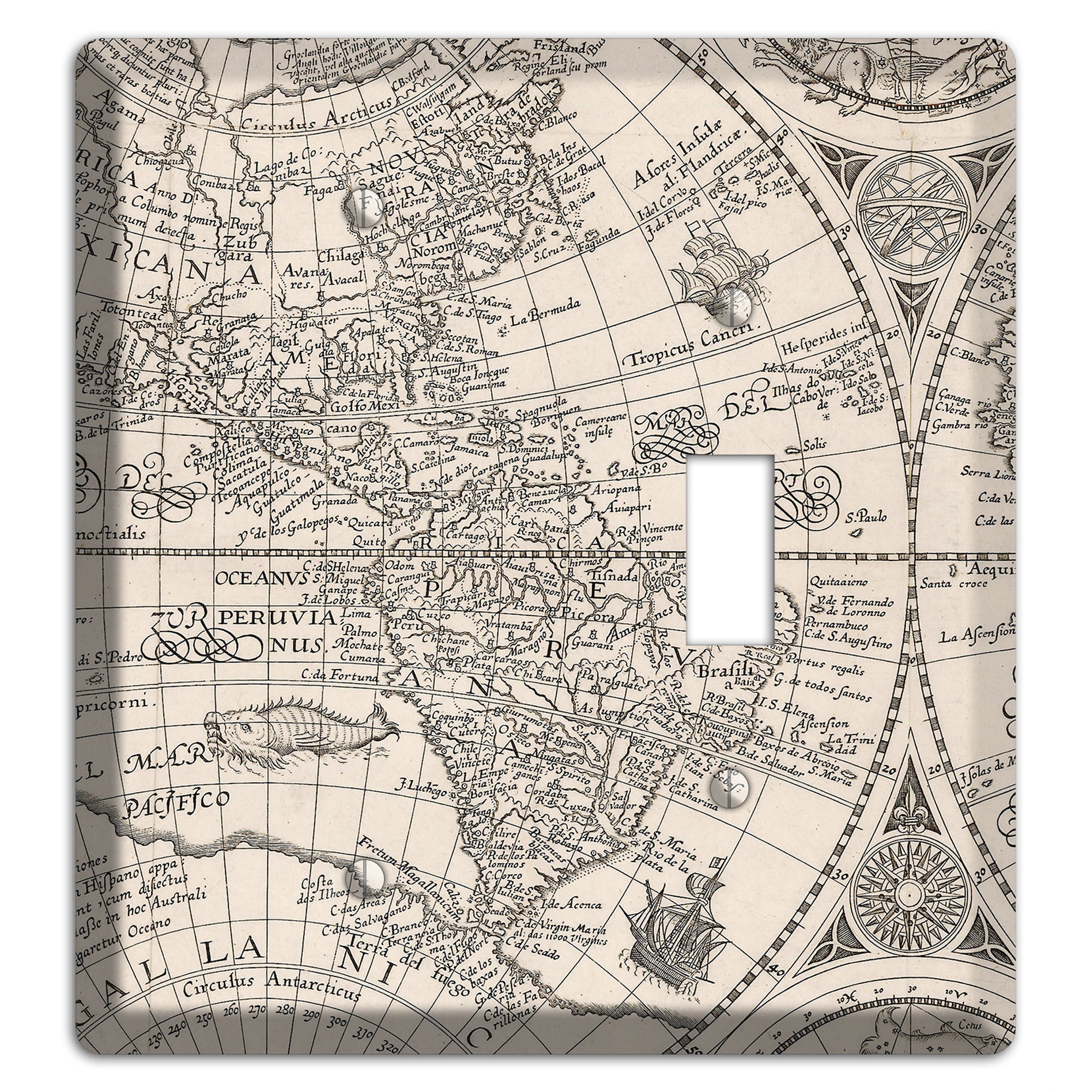 Map of South America Blank / Toggle Wallplate